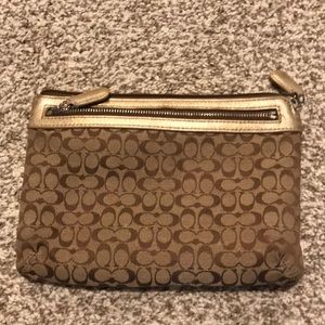 Coach pouch signature canvas double pockets